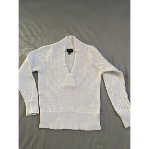 Sonoma Women’s Chunky V-Neck white Knit Long Sleeve Sweater Large